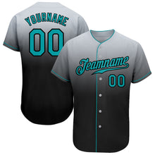 Load image into Gallery viewer, Custom Gray Teal-Black Authentic Fade Fashion Baseball Jersey
