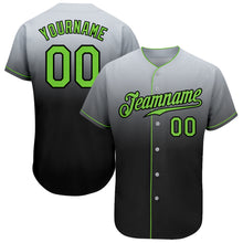Load image into Gallery viewer, Custom Gray Neon Green-Black Authentic Fade Fashion Baseball Jersey
