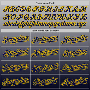 Custom Gray Gold-Navy Authentic Fade Fashion Baseball Jersey