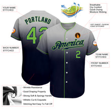 Load image into Gallery viewer, Custom Gray Neon Green-Navy Authentic Fade Fashion Baseball Jersey
