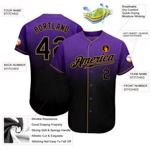 Load image into Gallery viewer, Custom Purple Black-Old Gold Authentic Fade Fashion Baseball Jersey
