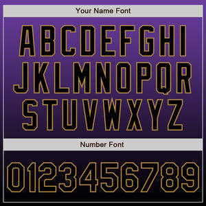 Custom Purple Black-Old Gold Authentic Fade Fashion Baseball Jersey