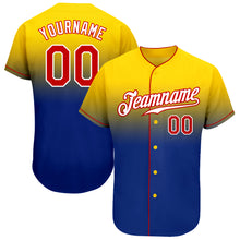 Load image into Gallery viewer, Custom Yellow Red-Royal Authentic Fade Fashion Baseball Jersey
