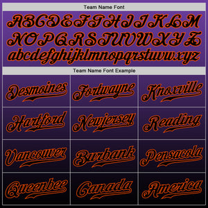 Custom Purple Black-Orange Authentic Fade Fashion Baseball Jersey