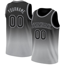 Load image into Gallery viewer, Custom Black Black-Gray Authentic Fade Fashion Basketball Jersey
