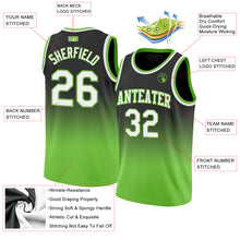 Load image into Gallery viewer, Custom Black White-Neon Green Authentic Fade Fashion Basketball Jersey
