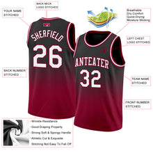 Load image into Gallery viewer, Custom Black White-Maroon Authentic Fade Fashion Basketball Jersey

