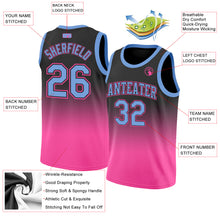 Load image into Gallery viewer, Custom Black Light Blue-Pink Authentic Fade Fashion Basketball Jersey
