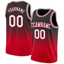 Load image into Gallery viewer, Custom Black White-Red Authentic Fade Fashion Basketball Jersey

