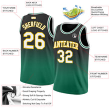 Load image into Gallery viewer, Custom Black White-Kelly Green Authentic Fade Fashion Basketball Jersey
