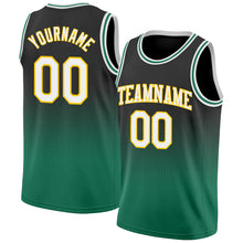 Load image into Gallery viewer, Custom Black White-Kelly Green Authentic Fade Fashion Basketball Jersey
