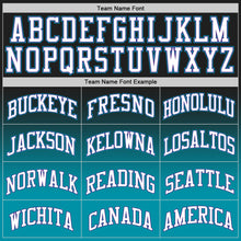 Load image into Gallery viewer, Custom Black White-Teal Authentic Fade Fashion Basketball Jersey
