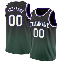 Load image into Gallery viewer, Custom Black White-Green Authentic Fade Fashion Basketball Jersey
