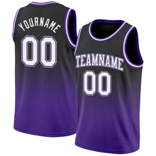 Load image into Gallery viewer, Custom Black White-Purple Authentic Fade Fashion Basketball Jersey
