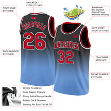 Load image into Gallery viewer, Custom Black Red-Light Blue Authentic Fade Fashion Basketball Jersey
