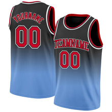 Load image into Gallery viewer, Custom Black Red-Light Blue Authentic Fade Fashion Basketball Jersey
