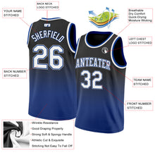 Load image into Gallery viewer, Custom Black White-Royal Authentic Fade Fashion Basketball Jersey
