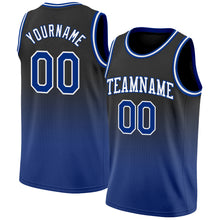 Load image into Gallery viewer, Custom Black Royal-White Authentic Fade Fashion Basketball Jersey
