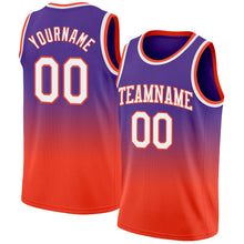 Load image into Gallery viewer, Custom Purple White-Orange Authentic Fade Fashion Basketball Jersey
