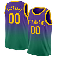 Load image into Gallery viewer, Custom Purple Gold-Kelly Green Authentic Fade Fashion Basketball Jersey
