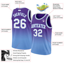 Load image into Gallery viewer, Custom Purple White-Light Blue Authentic Fade Fashion Basketball Jersey
