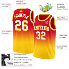 Load image into Gallery viewer, Custom Red White-Gold Authentic Fade Fashion Basketball Jersey
