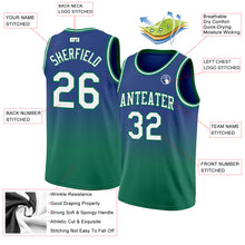 Load image into Gallery viewer, Custom Royal White-Kelly Green Authentic Fade Fashion Basketball Jersey
