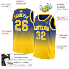Load image into Gallery viewer, Custom Royal Gold-White Authentic Fade Fashion Basketball Jersey
