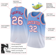 Load image into Gallery viewer, Custom Light Blue White-Red Authentic Fade Fashion Basketball Jersey
