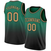 Load image into Gallery viewer, Custom Kelly Green Old Gold-Black Authentic Fade Fashion Basketball Jersey
