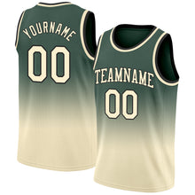 Load image into Gallery viewer, Custom Hunter Green Cream-Black Authentic Fade Fashion Basketball Jersey
