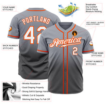 Load image into Gallery viewer, Custom Gray White Steel Gray-Orange Authentic Fade Fashion Baseball Jersey
