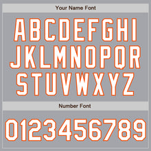 Load image into Gallery viewer, Custom Gray White Steel Gray-Orange Authentic Fade Fashion Baseball Jersey
