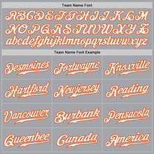 Load image into Gallery viewer, Custom Gray White Steel Gray-Orange Authentic Fade Fashion Baseball Jersey
