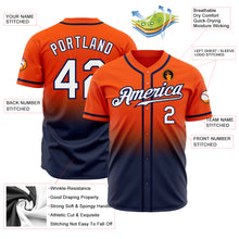 Load image into Gallery viewer, Custom Orange White-Navy Authentic Fade Fashion Baseball Jersey
