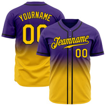 Load image into Gallery viewer, Custom Purple Yellow-Black Authentic Fade Fashion Baseball Jersey
