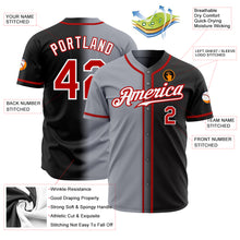 Load image into Gallery viewer, Custom Black Red Gray-White Authentic Gradient Fashion Baseball Jersey
