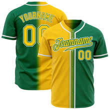 Load image into Gallery viewer, Custom Kelly Green Yellow-White Authentic Gradient Fashion Baseball Jersey
