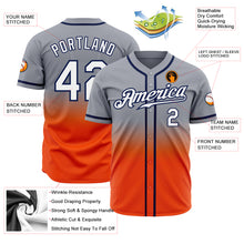 Load image into Gallery viewer, Custom Gray White Orange-Navy Authentic Fade Fashion Baseball Jersey
