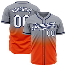 Load image into Gallery viewer, Custom Gray White Orange-Navy Authentic Fade Fashion Baseball Jersey

