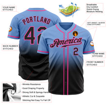 Load image into Gallery viewer, Custom Light Blue Black-Pink Authentic Fade Fashion Baseball Jersey
