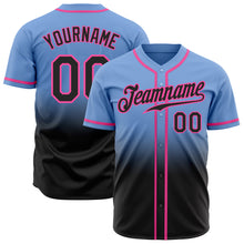 Load image into Gallery viewer, Custom Light Blue Black-Pink Authentic Fade Fashion Baseball Jersey
