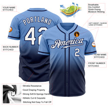 Load image into Gallery viewer, Custom Light Blue White-Navy Authentic Fade Fashion Baseball Jersey
