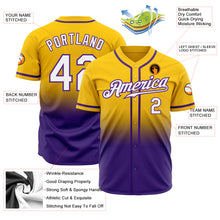 Load image into Gallery viewer, Custom Yellow White-Purple Authentic Fade Fashion Baseball Jersey
