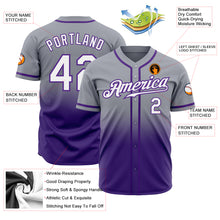 Load image into Gallery viewer, Custom Gray White-Purple Authentic Fade Fashion Baseball Jersey
