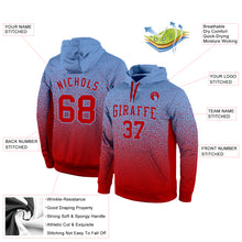 Load image into Gallery viewer, Custom Stitched Light Blue Red Fade Fashion Sports Pullover Sweatshirt Hoodie
