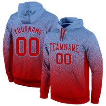 Load image into Gallery viewer, Custom Stitched Light Blue Red Fade Fashion Sports Pullover Sweatshirt Hoodie
