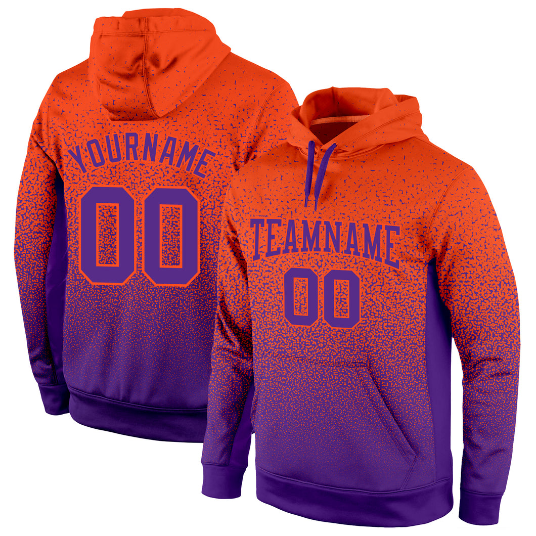 Custom Stitched Orange Purple Fade Fashion Sports Pullover Sweatshirt Hoodie