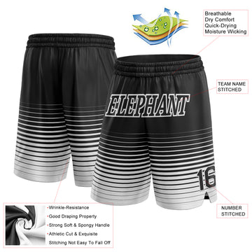 Custom Black White Pinstripe Fade Fashion Authentic Basketball Shorts