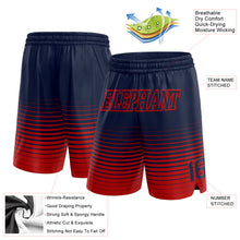 Load image into Gallery viewer, Custom Navy Red Pinstripe Fade Fashion Authentic Basketball Shorts
